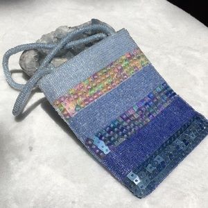 Iridescent Indigo Beaded Handbag
